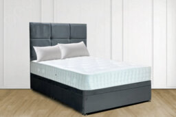 Divan Bed Set With Mattress And 24 Inch Cube Design Headboard - 3Ft Single - 4Ft6 Double - 5Ft King - thumbnail 2