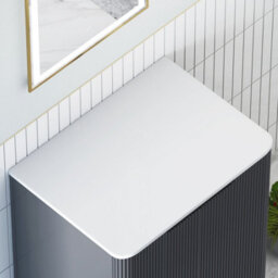 Royal Bathrooms Avenza 600mm Matt Obsidian Black Wall Hung Bathroom Vanity Unit 1 Drawer Plain White Undrilled Worktop& No Basin - thumbnail 7