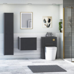 Royal Bathrooms Avenza 600mm Matt Obsidian Black Wall Hung Bathroom Vanity Unit 1 Drawer Plain White Undrilled Worktop& No Basin - thumbnail 4