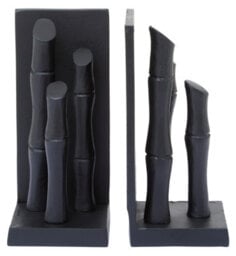 Premier Housewares Hiba Set Of Two Black Finish Bamboo Effect Bookends