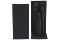 Premier Housewares Hiba Set Of Two Black Finish Bamboo Effect Bookends - thumbnail 4