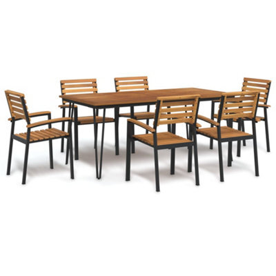 Berkfield 7 Piece Garden Dining Set Solid Wood Acacia And Metal - image 1