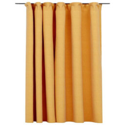 Berkfield Premium Linen-Look Blackout Curtain With Hooks Yellow 290X245 Cm