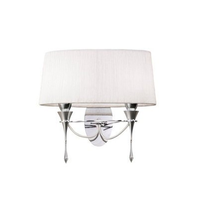 Luminosa Lighting Luminosa Lucca Wall Lamp Switched 2 Light E27, Polished Chrome With White Shade & Clear Crystal - image 1