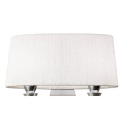 Luminosa Lighting Luminosa Lucca Wall Lamp Switched 2 Light E27, Polished Chrome With White Shade & Clear Crystal - thumbnail 8