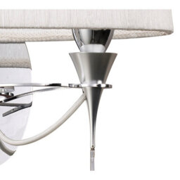 Luminosa Lighting Luminosa Lucca Wall Lamp Switched 2 Light E27, Polished Chrome With White Shade & Clear Crystal - thumbnail 6