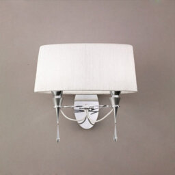 Luminosa Lighting Luminosa Lucca Wall Lamp Switched 2 Light E27, Polished Chrome With White Shade & Clear Crystal - thumbnail 2