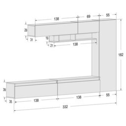 Decorotika Saumur  Moduler Modern Tv Unit Wall Mount Customizable Layout High Gloss White - thumbnail 6