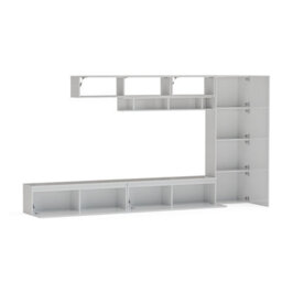 Decorotika Saumur  Moduler Modern Tv Unit Wall Mount Customizable Layout High Gloss White - thumbnail 5