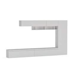 Decorotika Saumur  Moduler Modern Tv Unit Wall Mount Customizable Layout High Gloss White - thumbnail 4