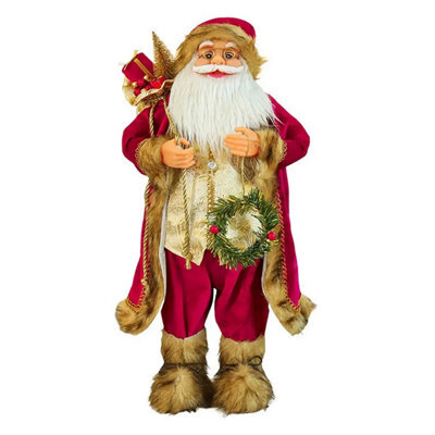 Premier Standing Santa With Gles Decoration Burgundy (40Cm) - image 1