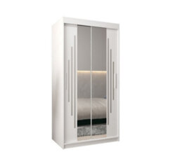 Arte Sophisticated York I Mirrored Sliding Door Wardrobe With Shelves And Hanging Rails In White (H)2000mm (W)1000mm (D)620mm