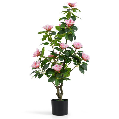 Costway 100 Cm Artificial Magnolia Tree Faux Flower Plant In Nursery Pot - image 1