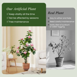 Costway 100 Cm Artificial Magnolia Tree Faux Flower Plant In Nursery Pot - thumbnail 8