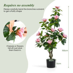 Costway 100 Cm Artificial Magnolia Tree Faux Flower Plant In Nursery Pot - thumbnail 2