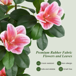 Costway 100 Cm Artificial Magnolia Tree Faux Flower Plant In Nursery Pot - thumbnail 6