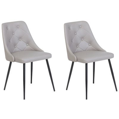Beliani Set Of 2 Dining Chairs Valerie Faux Leather Light Grey - image 1
