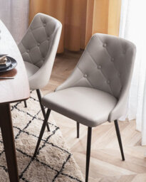 Beliani Set Of 2 Dining Chairs Valerie Faux Leather Light Grey - thumbnail 2