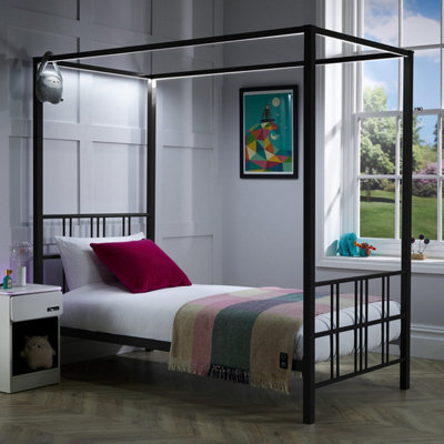 X Rocker Xr Living Fern Led 4 Poster Single Bed - Black - image 1
