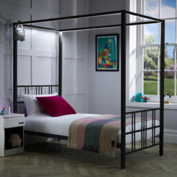 X Rocker Xr Living Fern Led 4 Poster Single Bed - Black - thumbnail 1