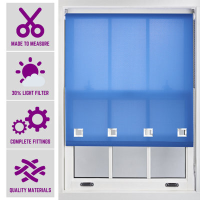 Furnished Daylight Roller Blind With Big Square Eyelets Free Cut Service - Blue (W)210Cm X (L)165Cm - image 1
