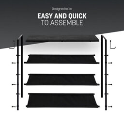Keplin 4 Tier Shoe Rack With Wooden Top Shelf And 2 Hooks, Black (75X30X71Cm) - thumbnail 6