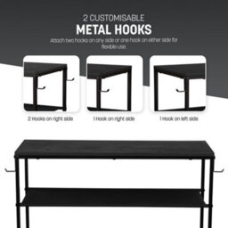 Keplin 4 Tier Shoe Rack With Wooden Top Shelf And 2 Hooks, Black (75X30X71Cm) - thumbnail 4