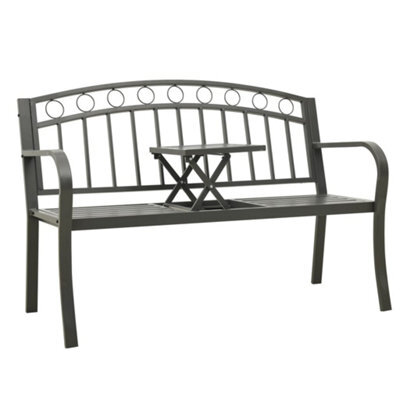 Berkfield Garden Bench With Table Grey 120 Cm Steel - image 1