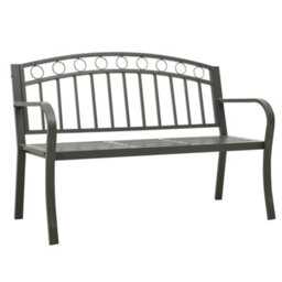 Berkfield Garden Bench With Table Grey 120 Cm Steel - thumbnail 2