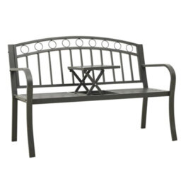 Berkfield Garden Bench With Table Grey 120 Cm Steel - thumbnail 1
