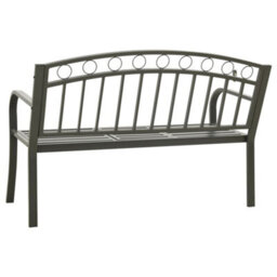 Berkfield Garden Bench With Table Grey 120 Cm Steel - thumbnail 5