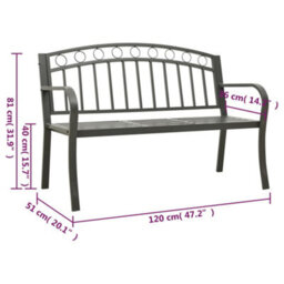 Berkfield Garden Bench With Table Grey 120 Cm Steel - thumbnail 7