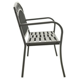 Berkfield Garden Bench With Table Grey 120 Cm Steel - thumbnail 4