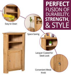 Hallowood Furniture Waverly Oak Medium Corner Display Unit - thumbnail 2