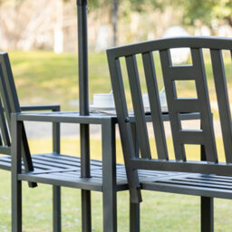 Outsunny Tete-A-Tete Chair 2-Seater Steel Bench W/ Coffee Table Backyard Porch - thumbnail 9