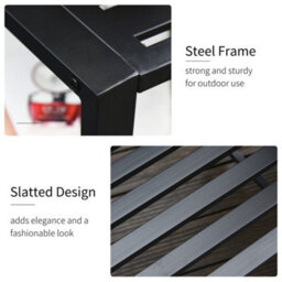 Outsunny Tete-A-Tete Chair 2-Seater Steel Bench W/ Coffee Table Backyard Porch - thumbnail 6