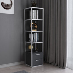Decorotika Robins 4-Tier Bookcase Bookshelf With Two Drawers (White And Grey) - thumbnail 2