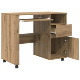 Berkfield Modern Artisan Oak Computer Desk Artisan Oak Engineered Wood Medium - thumbnail 5