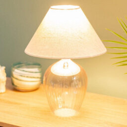 Valuelights Olivet Blush Pink Glass Table Lamp With Fabric Tapered Lampshade Bedside Light - thumbnail 5