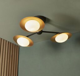 Luminosa Lighting Luminosa Tivoli 3 Light Ceiling Semi Flush Gold & Dark Bronze Finish With Opal Glass - thumbnail 3