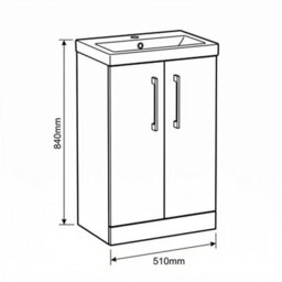 Balterley Bramshall Modern Bathroom 2 Soft Close Door & Mid-Edge Vanity Unit Basin, Dark Grey, 500mm - thumbnail 5