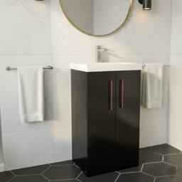 Balterley Bramshall Modern Bathroom 2 Soft Close Door & Mid-Edge Vanity Unit Basin, Dark Grey, 500mm - thumbnail 3