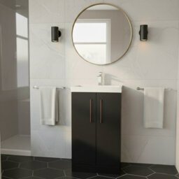 Balterley Bramshall Modern Bathroom 2 Soft Close Door & Mid-Edge Vanity Unit Basin, Dark Grey, 500mm - thumbnail 2