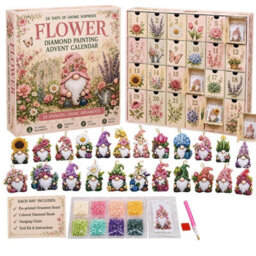 Amorly 24Day Flower Gnome Diamond Painting Advent Calendar, Diy Gem Art Craft Kit, 24Pcs Floral Hanging Ornaments, Gift For Flower Lovers - thumbnail 1
