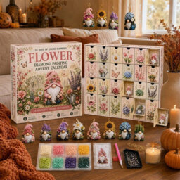 Amorly 24Day Flower Gnome Diamond Painting Advent Calendar, Diy Gem Art Craft Kit, 24Pcs Floral Hanging Ornaments, Gift For Flower Lovers - thumbnail 3