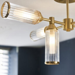 Luminosa Lighting Luminosa Trieste 6 Light Ceiling Semi Flush Satin Brass Plate With Clear & Frosted Glass - thumbnail 3