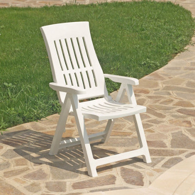 Urbn-Garden Urbn Garden 110Cm Height Outdoor Foldable Plastic Garden Chair Patio Furniture With Adjustable Back White Colour - image 1