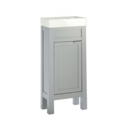 Homestylestore Light Grey 400mm Bathroom Cloakroom Vanity Unit With Basin And Chrome Finger Pull Handle - thumbnail 1