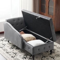 Btm Velvet Chaise Lounge Sofa With Storage, Upholstered Chaise Lounge Couch With Pillow For Living Room. - thumbnail 2