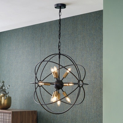 Pacific Lifestyle Luna Matt Black And Brushed Gold Metal Sputnik Pendant - image 1